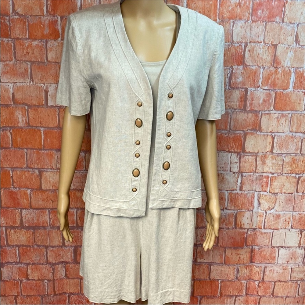 John Roberts Vintage Linen Blend Romper With Jacket